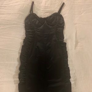 Vtg Dolce & Gabbana D&G Black Ruched Corset Dress